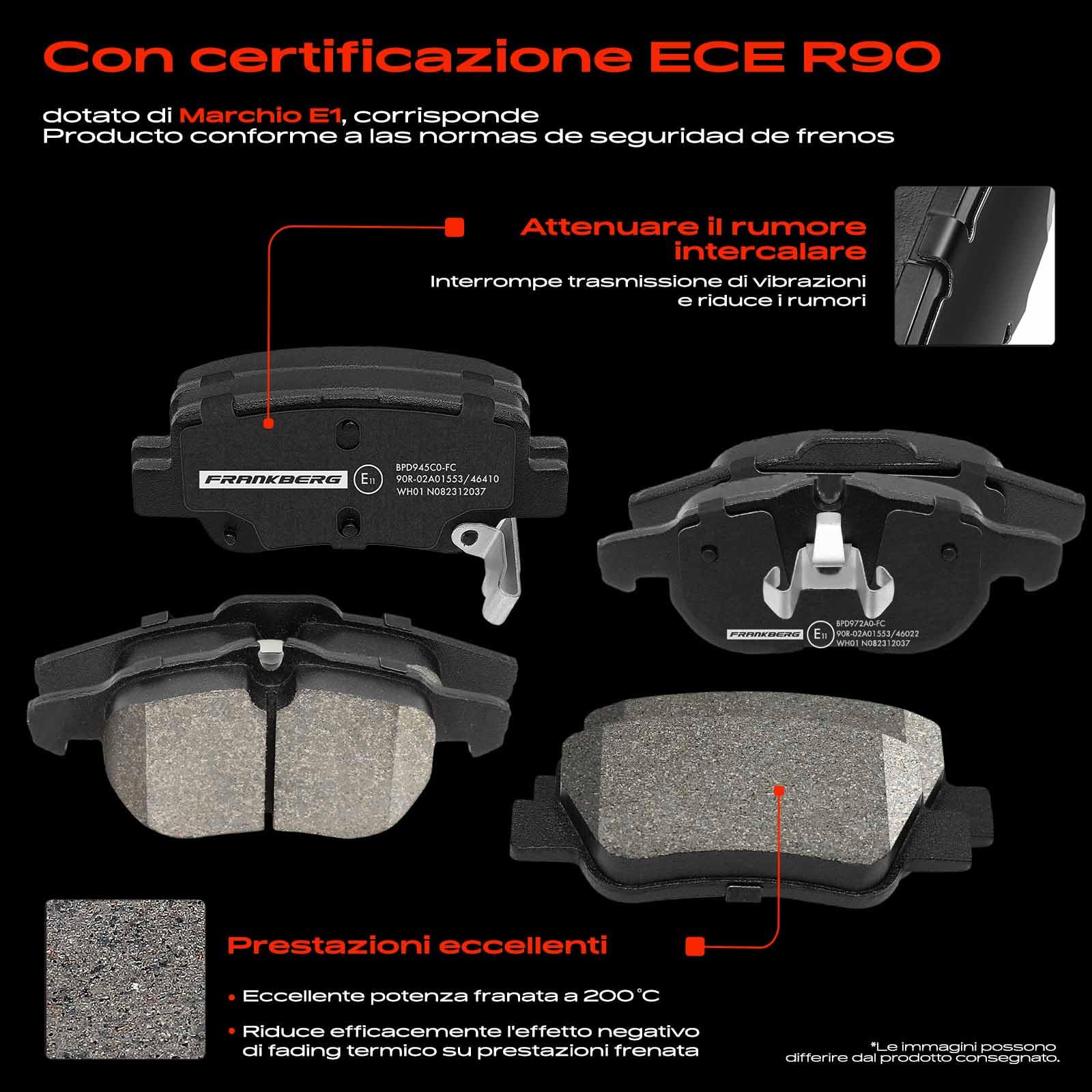Frankberg Set freni incl. 4x Dischi Freno + 8x Pastiglie dei Freni Anteriore Posteriore Compatibile con Avensi.s Station Wagon T27 Avensi.s Berlina T27 Replace# 0446502170, 04465YZZEE | 04465YZZEE; Compatibile con: A.v.e.n.s.i.s Estate T27, A.v.e.n.s.i.s