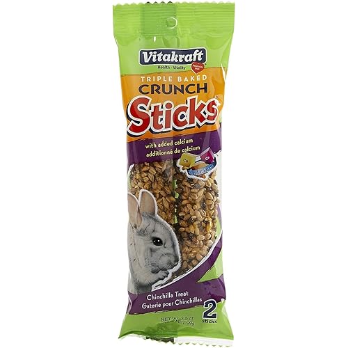 Vitakraft Crunch Sticks Honey Flavor with Added Calcium Chinchilla Treat (2 Sticks), 3.5 oz, Brown