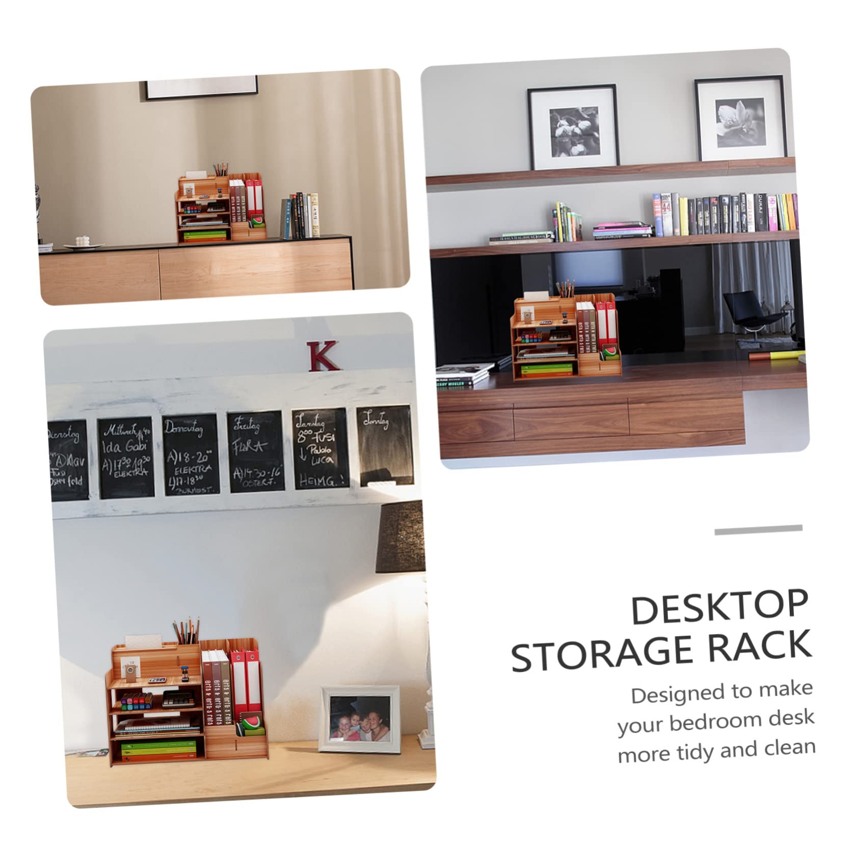 Angoily Étagère De Rangement De Table Bois Pour Papeterie Avec Structure Et Organiser Petits Objets