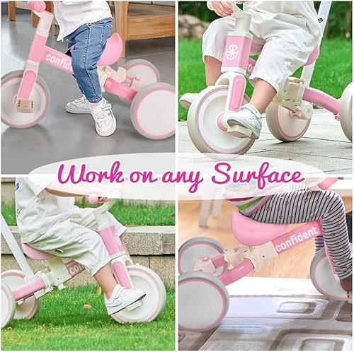 Miniatura 4 de XIAPIA Triciclo para niños pequeños de 1 a 3 años, bicicleta de equilibrio 5 en 1 con pedal extraíble, juguetes de triciclo de empuje con varilla de