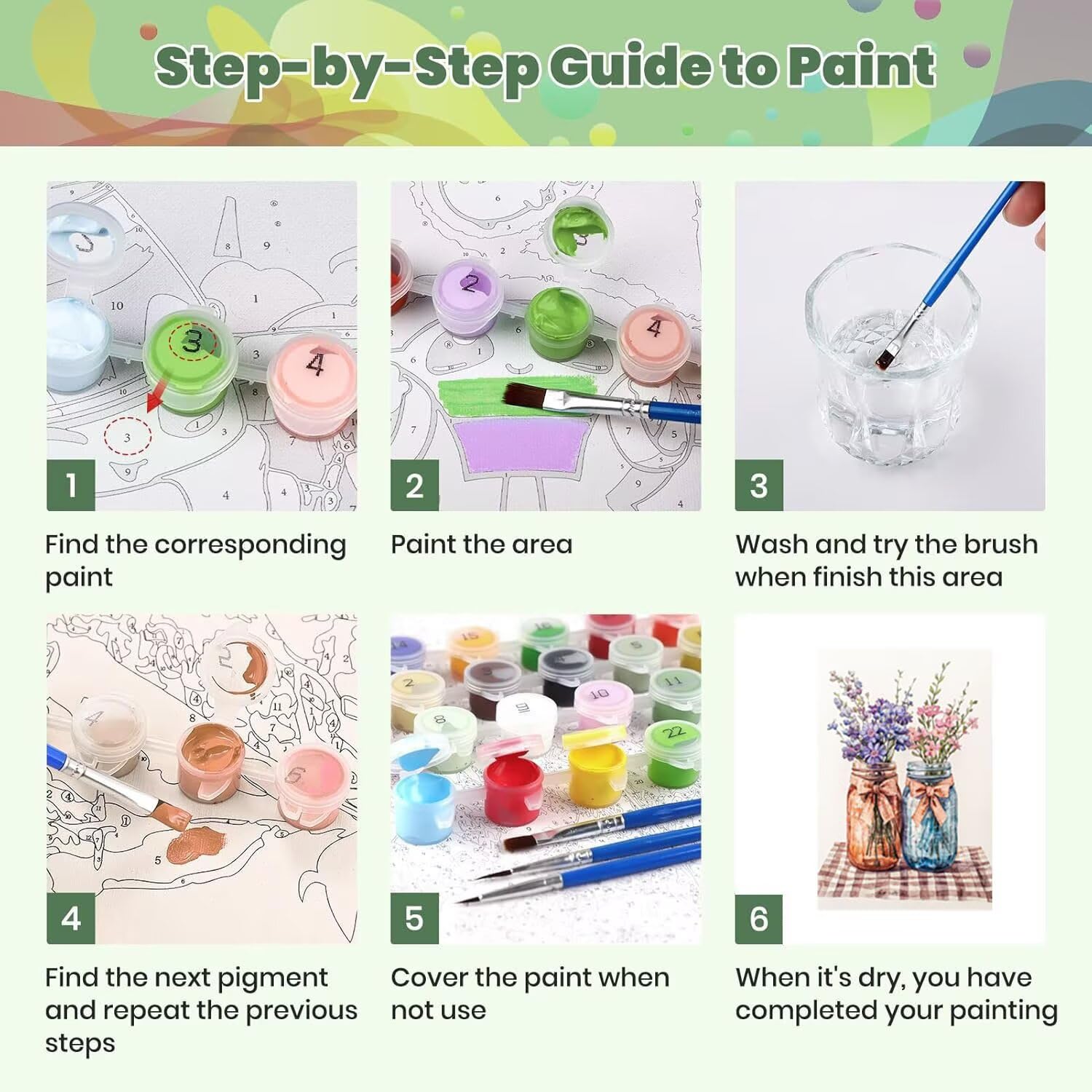 Maluj według numerów dla dorosłych wazon na kwiaty, zdjęcia po numerach Pigment akrylowy, DIY malowanie po numerach zestaw DIY dla dorosłych, dekoracja domu prezent ścienny 60x90 cm (bez ramki) u-415