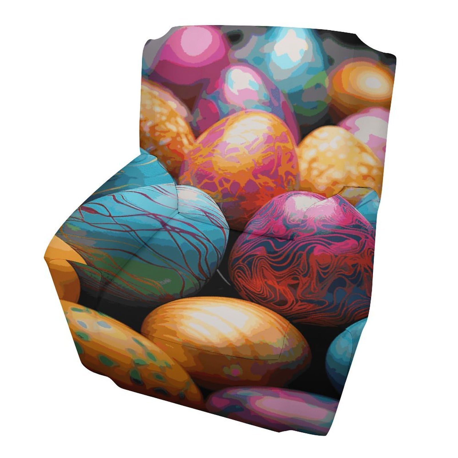 Fodpand Style Easter Day Colorful Eggs Sofa Cover Soft 1 Seater Sofa Slipcover For Pets Washable,Couch Cover With Elastic Straps Furniture Protector