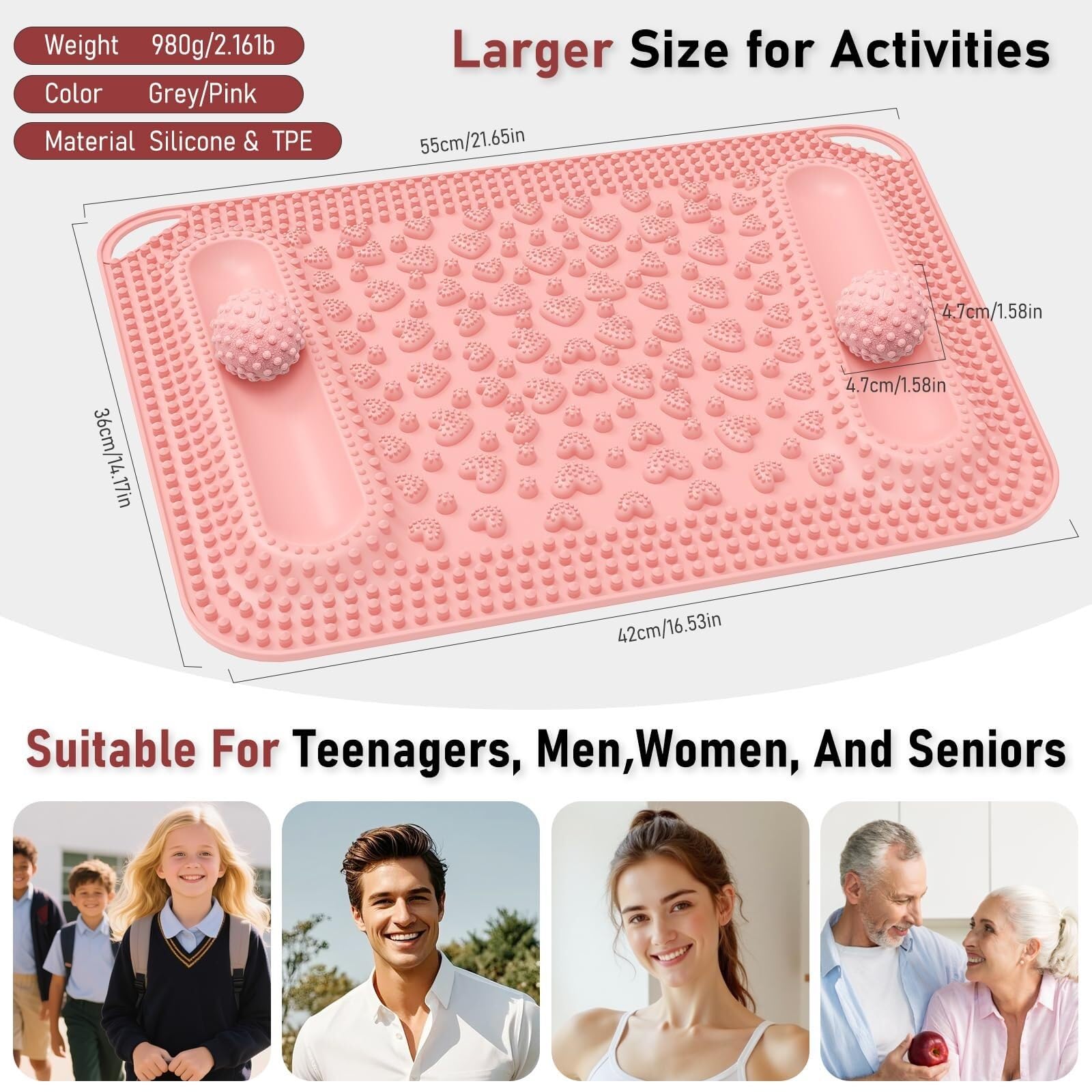 Tapis et balles de massage des pieds, acupression et réflexologie pour stimulation des points de pression des pieds, planche de massage en silicone pour fasciite plantaire, soulagement de la douleur