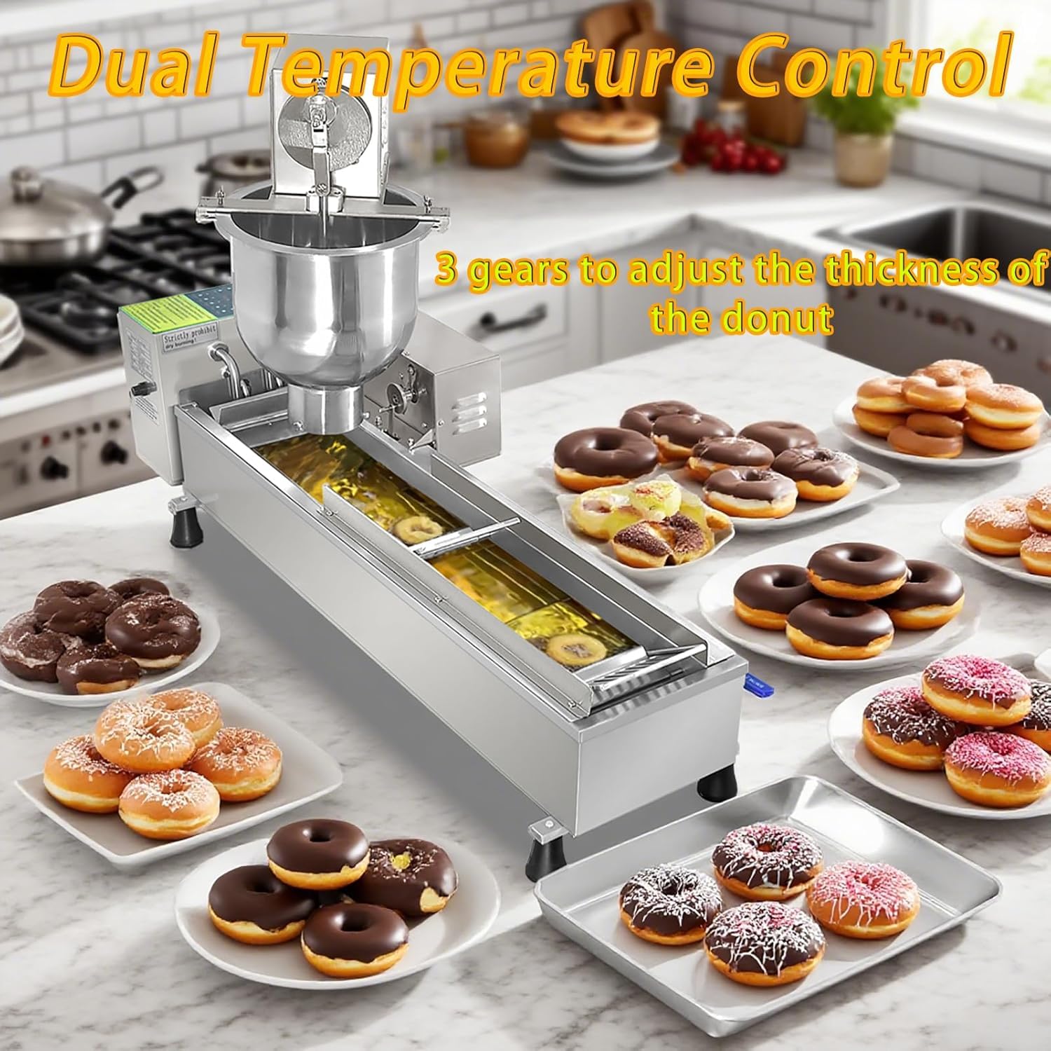 Máquina Comercial automática para Donuts, Equipo de una Sola Fila para la elaboración de Donuts, máquina eléctrica de Alta Potencia para Hacer rosquillas, con Control Inteligente.