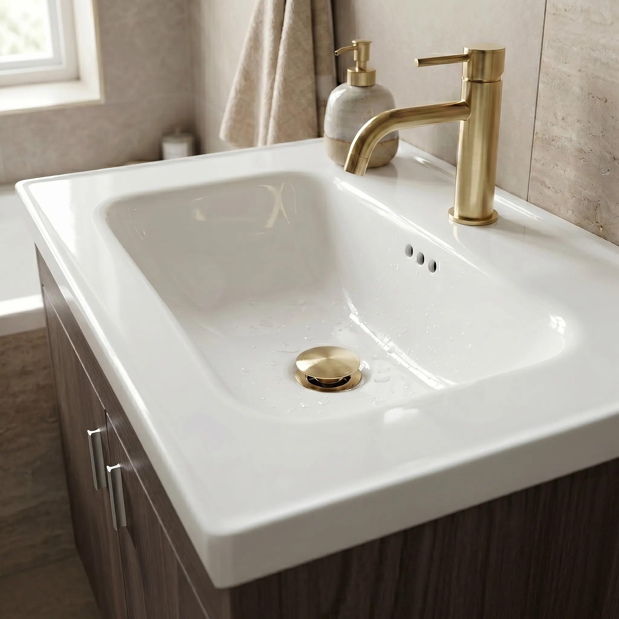 Rea - Zestaw Mebli Łazienkowych Z Umywalką Db66-70 70cm Brązowy - 51x70,5x34,5 cm