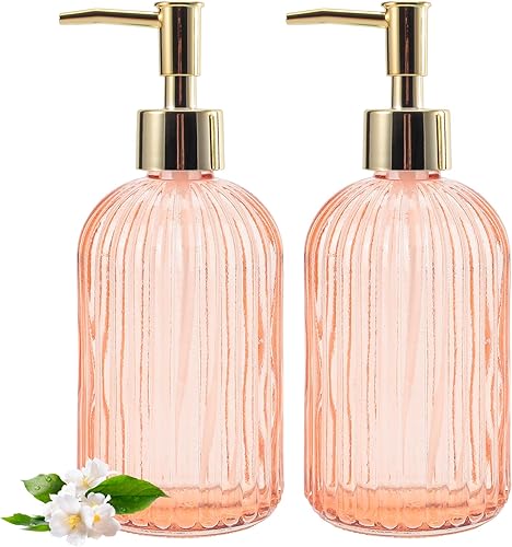 Miniatura 1 de Dispensador de jabón de manos líquido recargable de 12 onzas, para baño, cocina, jabón para platos, loción, dispensador de jabón a rayas (ámbar