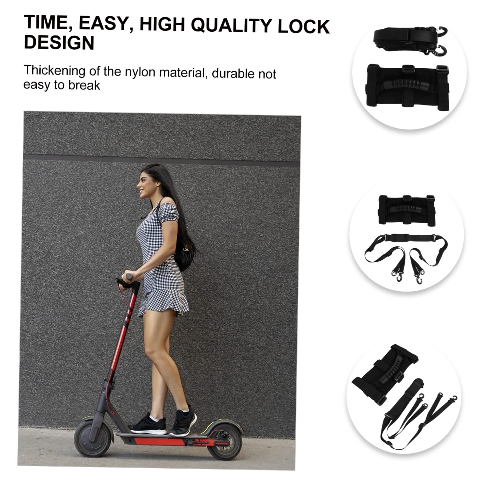 BESPORTBLE 4pièces De Transport Ajustables pour Trottinette Sangles De Universelles Noir pour Chaises De Plage Et Scooters Pliables