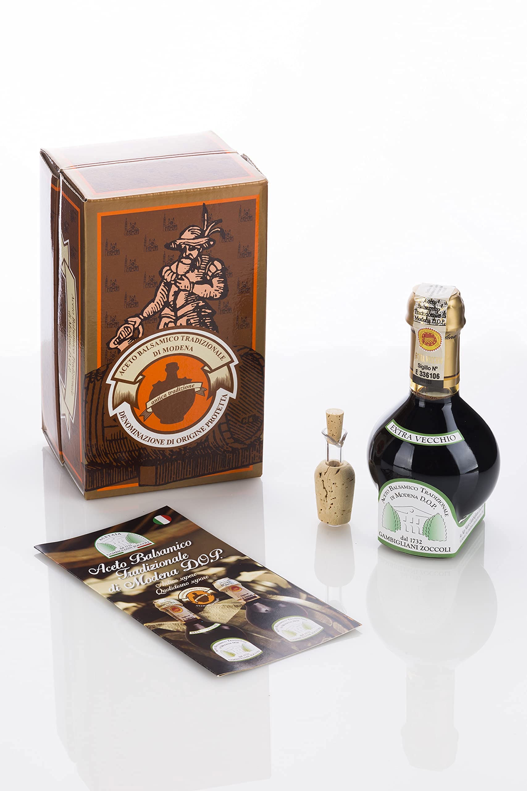 GAMBIGLIANI ZOCCOLI – ACETO BALSAMICO TRADIZIONALE DI MODENA CERTIFICATO D.O.P. OLTRE 25 ANNI D'INVECCHIAMENTO. Confezionato nel cofanetto ufficiale del consorzio produttori Antiche Acetaie