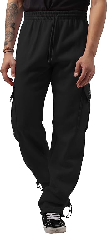 Mens Cargo Sweatpants Fleece Heavyweight Long Workout Gymwear