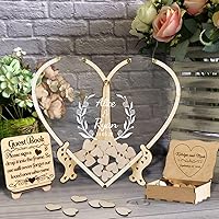 Vista 1 de Attention Libro de invitados de boda, libro de invitados con forma de corazón, con caja y 100 corazones, libro de invitados de boda alternativo