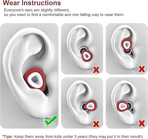 Miniatura 6 de FNGXX Tapones para los oídos para reducción de ruido, tapones de silicona flexibles reutilizables para dormir, conciertos, motocicletas, aviones y