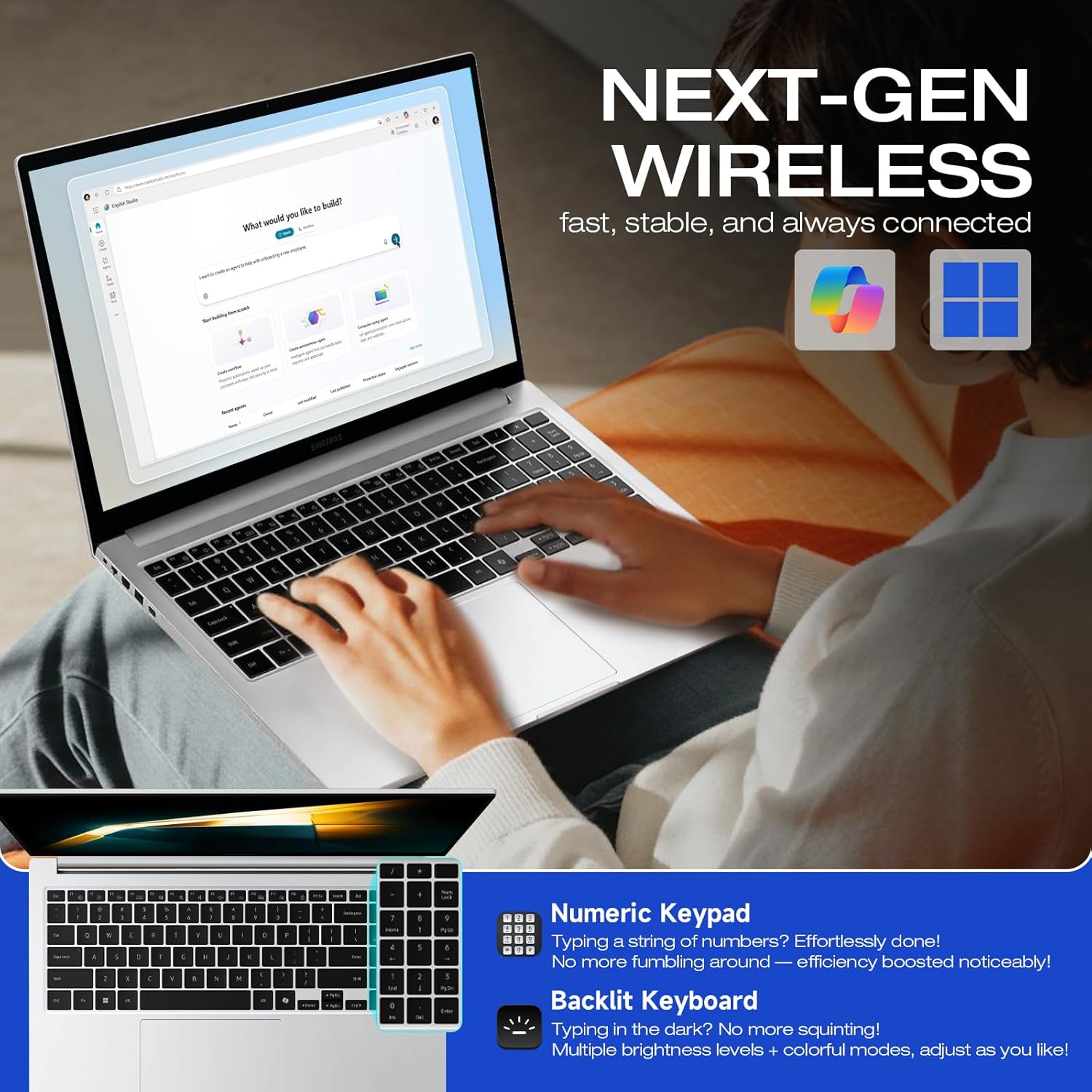 Samsung 15.6 Laptop Computer, Intel 10-Core 7 150U, Win11 Pro, Free Office 365 for The Web, 16GB RAM, 2TB SSD & 256GB SD Card, Backlit KB, 15.6" FHD Anti-Glare Display, Fingerprint