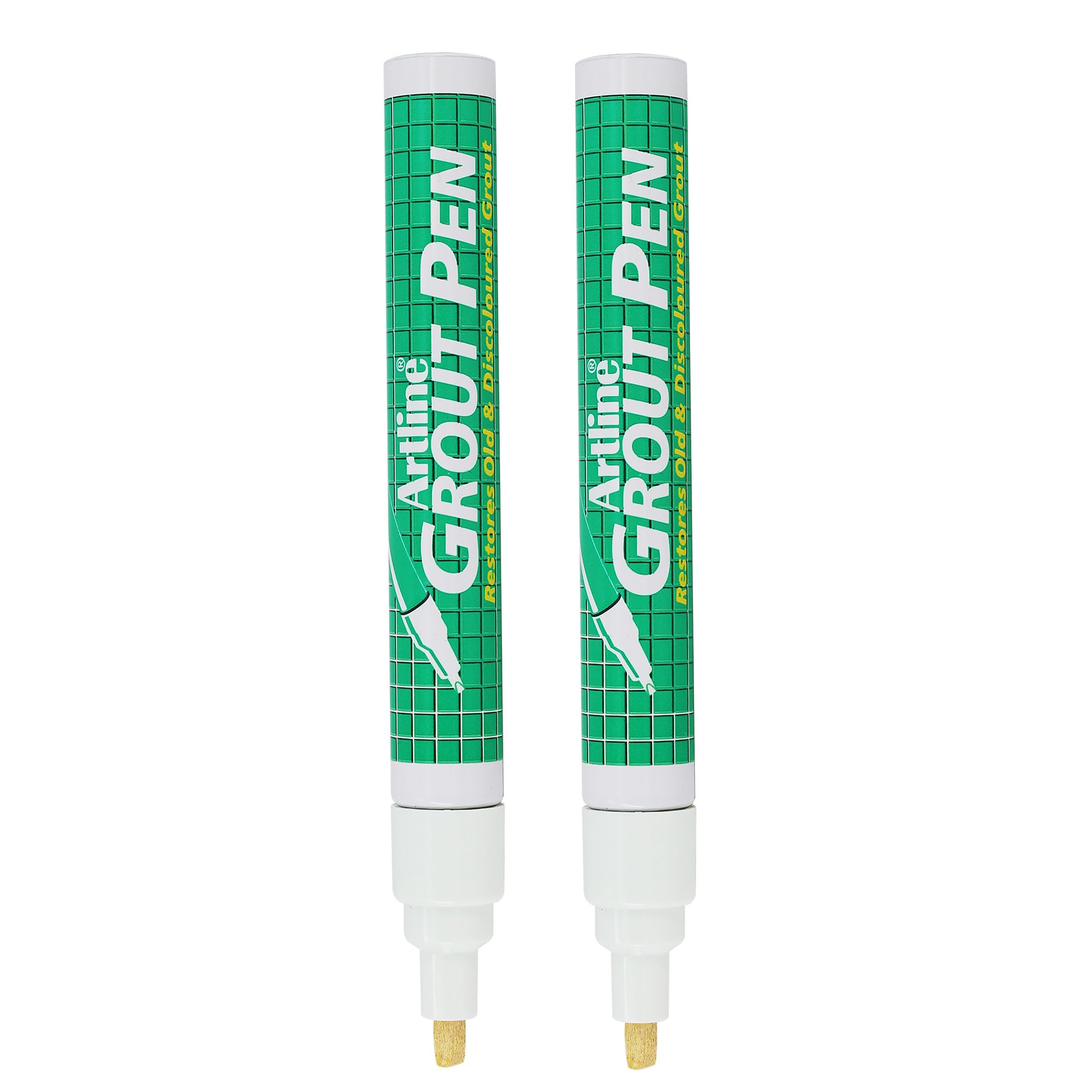 Artline Pack of 2 Cream Grout Pens for Restoring Old & Discoloured Tile Grout, Permanent, Quick-Dry, Waterproof Ink