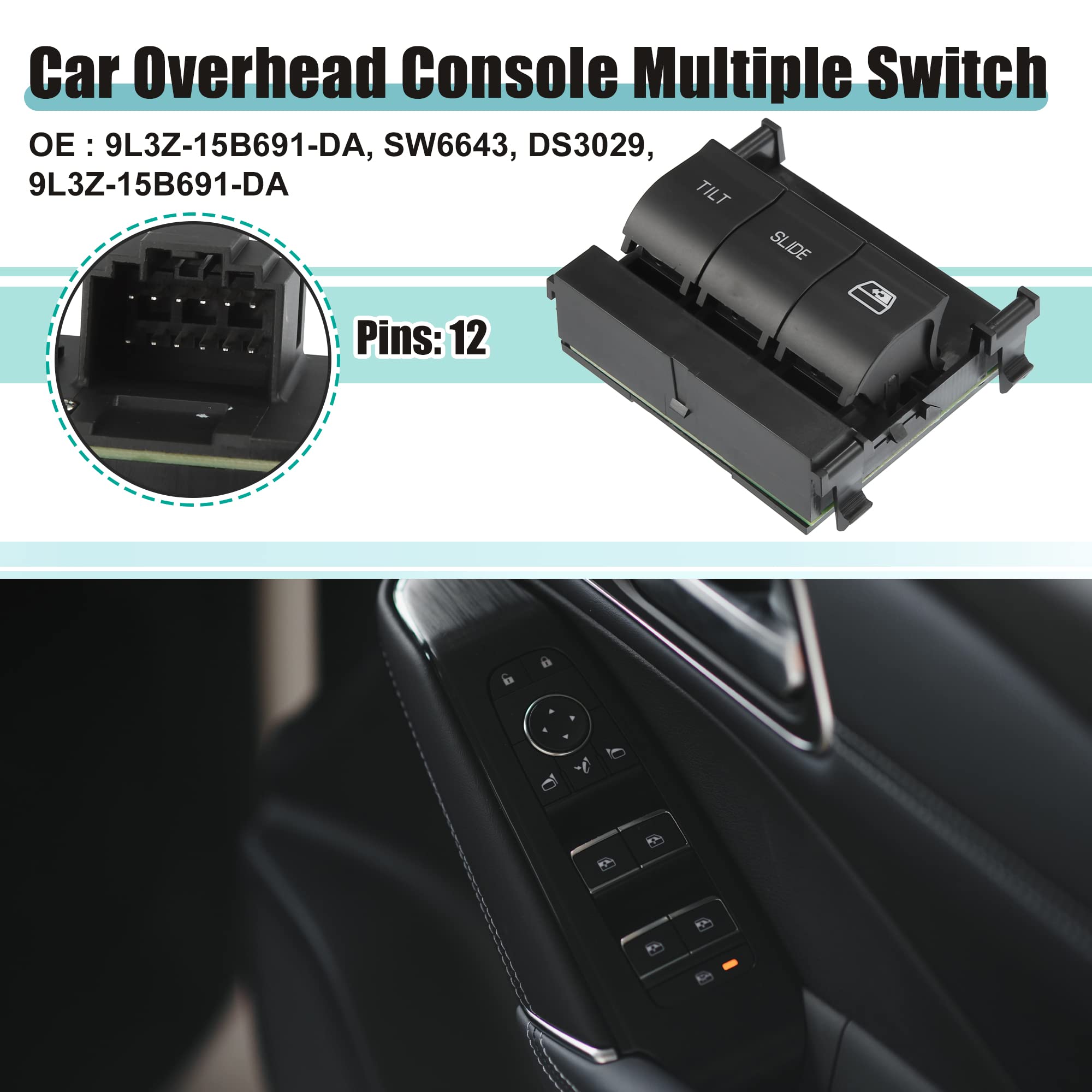 ACROPIX Overhead Console Multiple Switch Replacement Fit for Ford F-150 - Pack of 1 Black