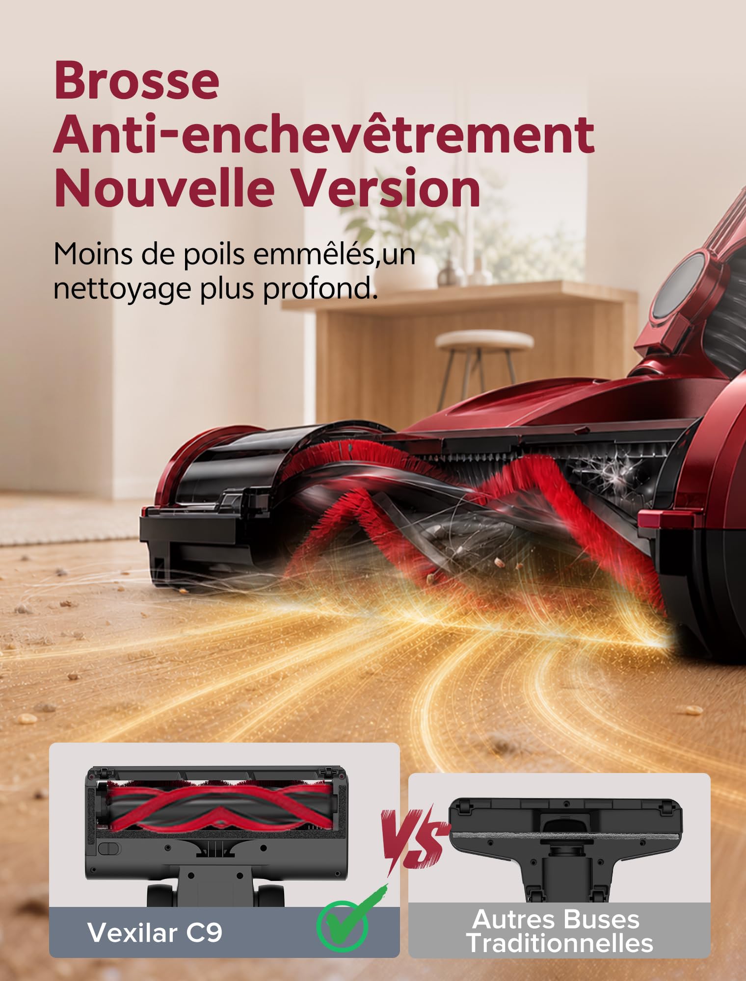Vexilar C9 Aspirateur Balai avec Fil, 70Kpa, Câble de 7m