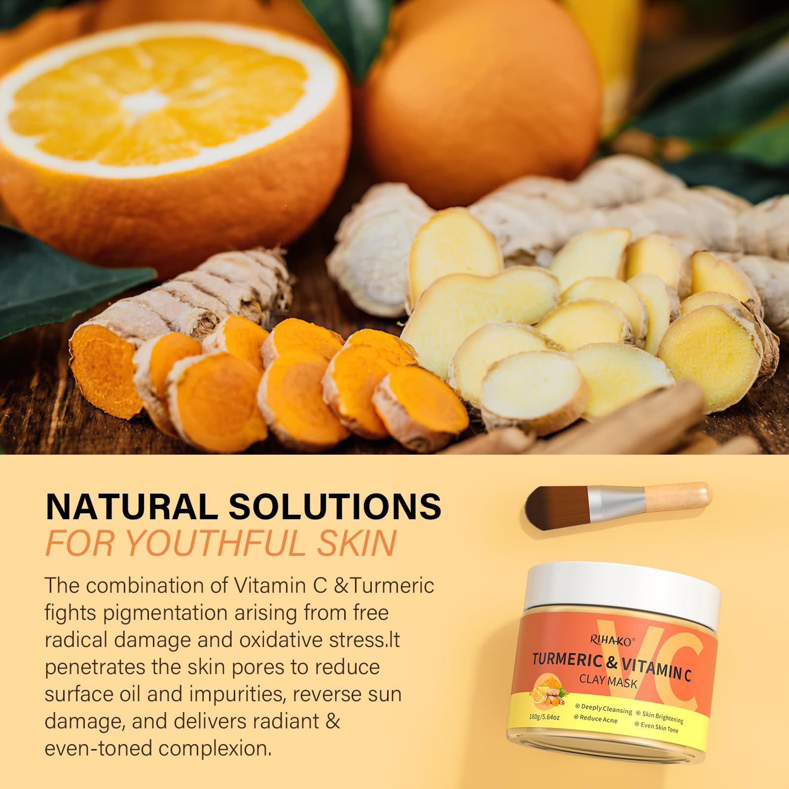 Stocking Stuffers for Women Turmeric Vitamin C Clay Mask| Deep Cleansing Facial Clay Mask for Dark Spots, Dull Skin, Refining Pores and Controlling Oil,Dark Spot Remover for Face,Face Masks Skincare