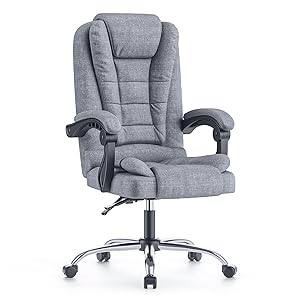 naspaluro Silla de Oficina, Ergonómica Silla Ejecutiva con Respaldo Alto, Altura Ajustable, Silla Giratoria, Silla Escritorio Computadora Silla Reclinable, Gris