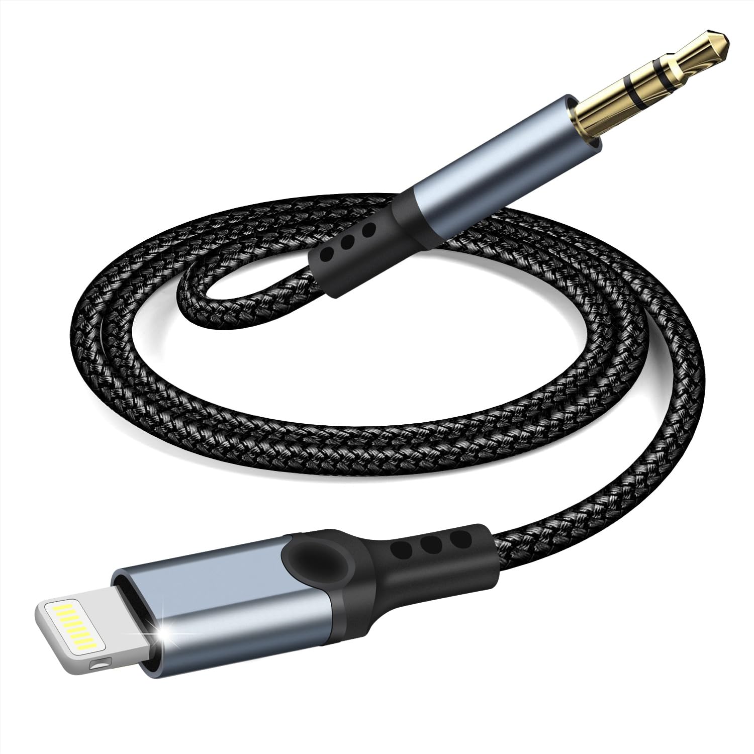 AUX Cord for iPhone (Apple MFi Certified) 3.3 FT, Lightning to 3.5mm Audio Aux Cable Fit with iPhone 14 Pro/13 Pro Max/12 Mini/12 Pro Max/11 Pro Max/XR for Car Stereo, Speaker, Headset (Not for Call)