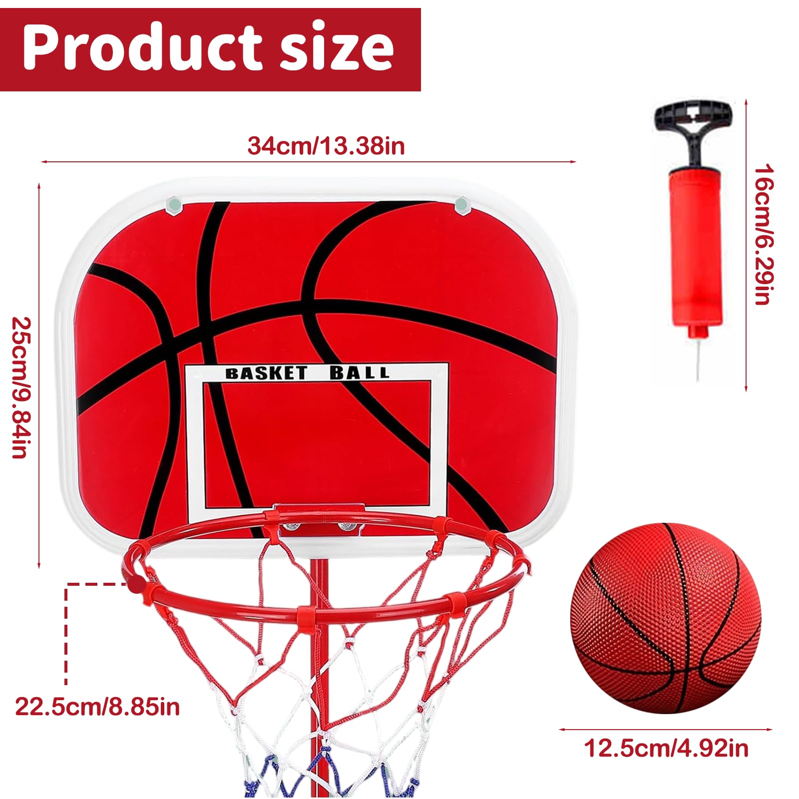Canasta Baloncesto Infantil,Aro de Baloncesto para Niños Incluir 3 Bolas,2Red,Bomba,Altura Ajustable de 50 a 150 cm,Aro de Baloncesto para Interior y Exterior para Niños de 2 a 6 Años