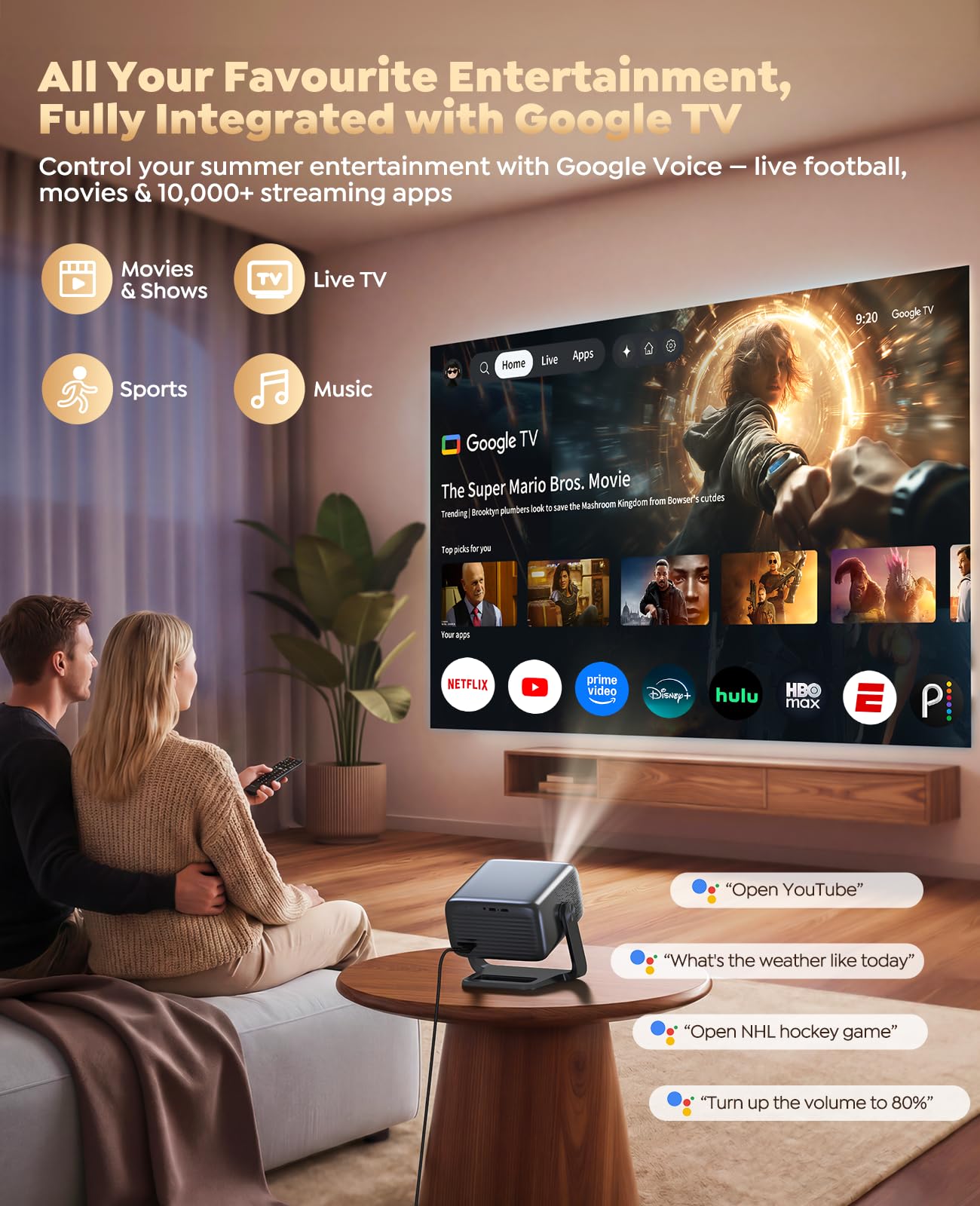 Amazon.co.jp: PUTRIMS P66 Home Projector, 4K (Official Google TV