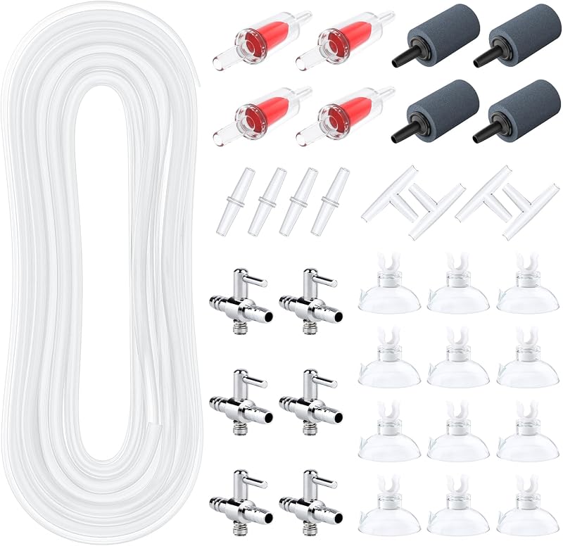 Kit de Acessórios para Bomba de Ar de Aquário Pawfly com Mangueira, Pedras Porosas e Válvulas – 15,24 m