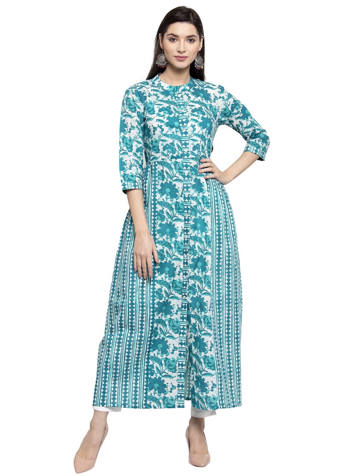INDIBELLECotton Abstract Print 2 Side Kali A-line Kurta