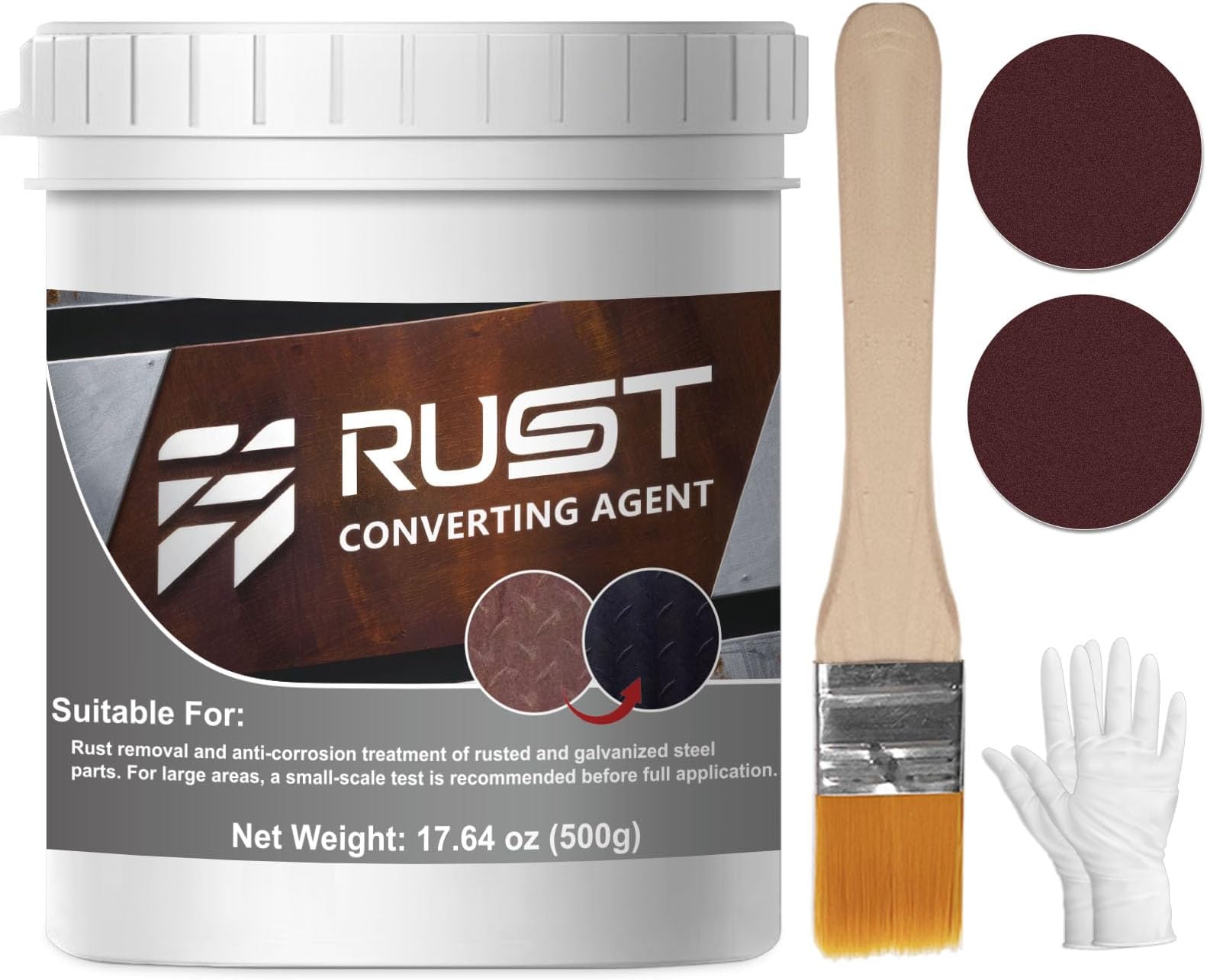 500g Rust Converter, Rust Remover for Metal, Anti Rust Paint for Metal, Multifunction Metal Rust Remover Kit for Convert Rust, Preventing Rust and Corrosion
