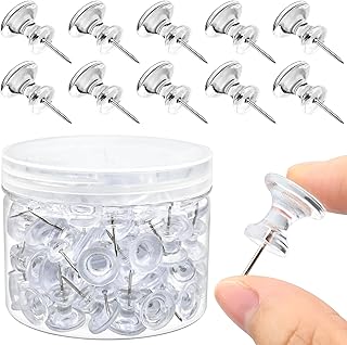 100 Pack Large Push Pins Clear Thumb Tacks 1 Inch Giant Push Pins Clear Push Pins for Bulletin Board, Cork Board, Home, Office, School