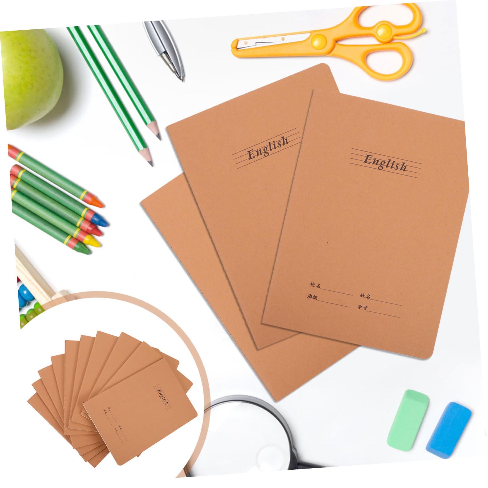 HOMSFOU 10pezzi Quaderni Per Esercizi Scrittura Mano Materiale Scolastico Carta Per Studenti e Scuole Rilegatura Angoli Arrotondati
