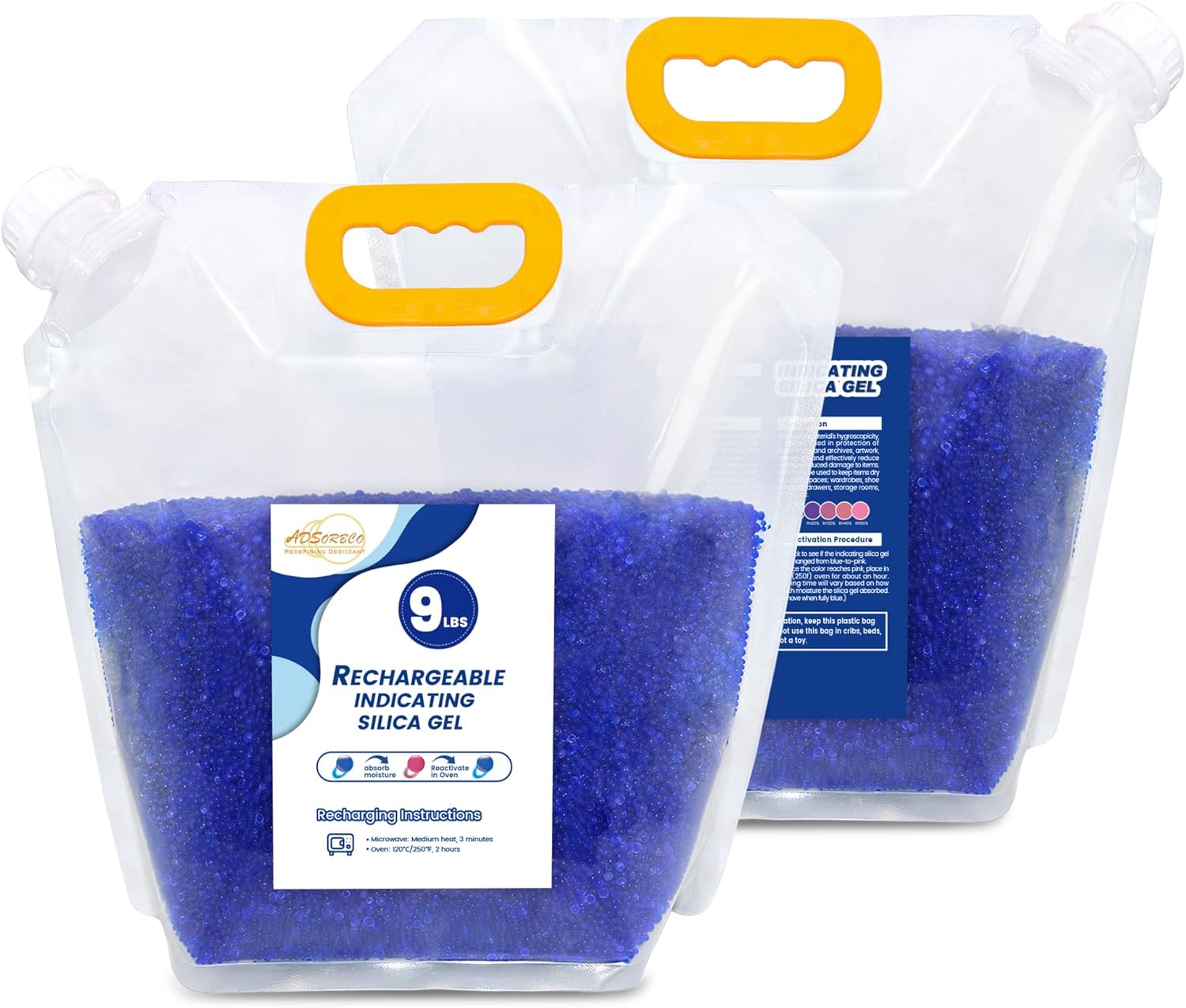 Premium Blue to Pink 3mm Silica Beads, Reusable Desiccant Bulk for 3D Filament, Electronics, Cameras, Jewelry, and Safes (Blue to Pink, 3 * 9LBS)