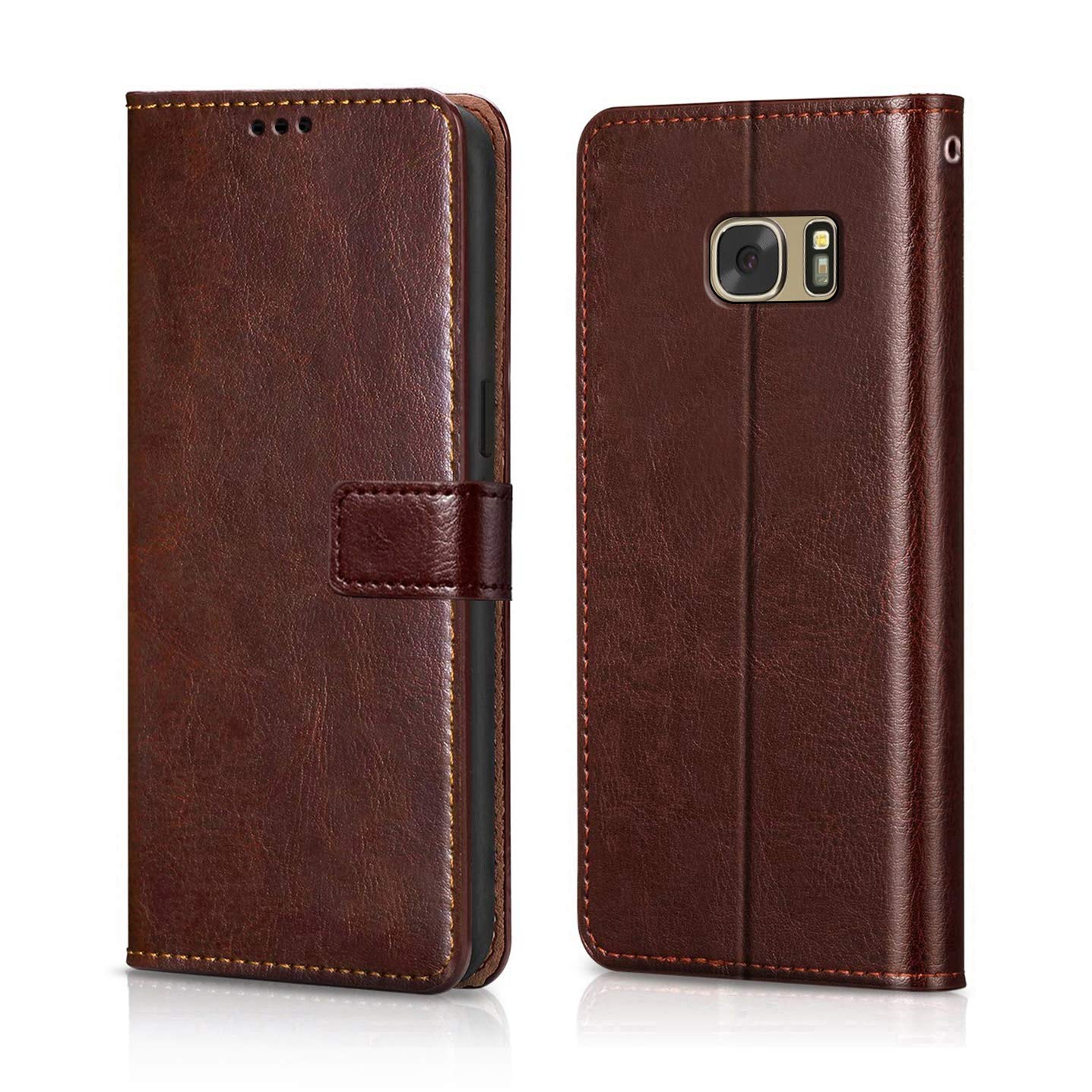 WOW IMAGINE Shock Proof Flip Cover Back Case Cover for Samsung Galaxy S7 Edge (Flexible | Leather Finish | Card Pockets Wallet & Stand | Chestnut Brown) (B07P43PGQN) Amazon Price History, Amazon Price Tracker