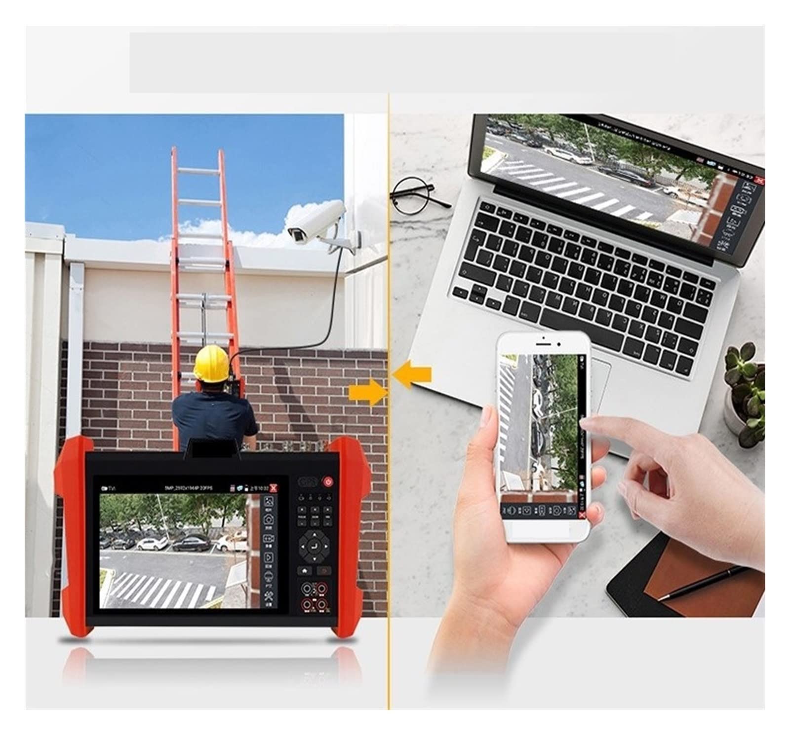Tester monitoringu wideo 7-calowy tester CCTV z ekranem dotykowym, koncentryczny analogowy tester monitorów wideo AHD/TVI/CVI/CVBS, tester monitorowania sieci wideo 8K(K15-CLMOVTADHSEFG)