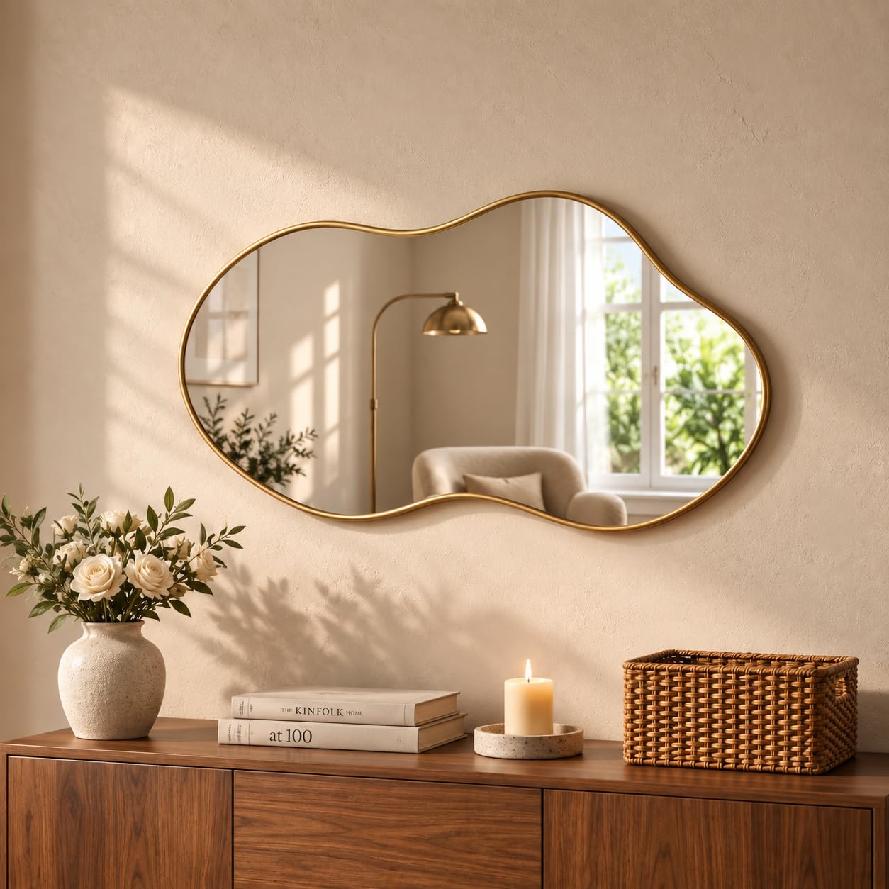Irregular Wall Mirror 20×36 Inch Wall Mirrors Decor Gold Asymmetrical