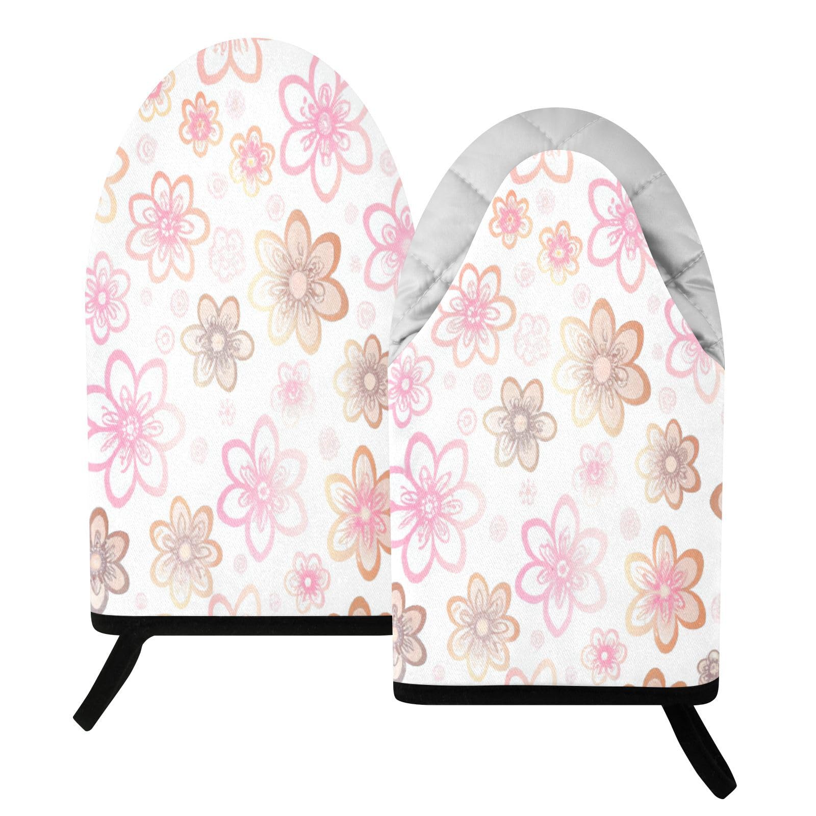 BURSTDDY Flowers Oven Mitt,Heat Resistant Kitchen Mitts for Cooking