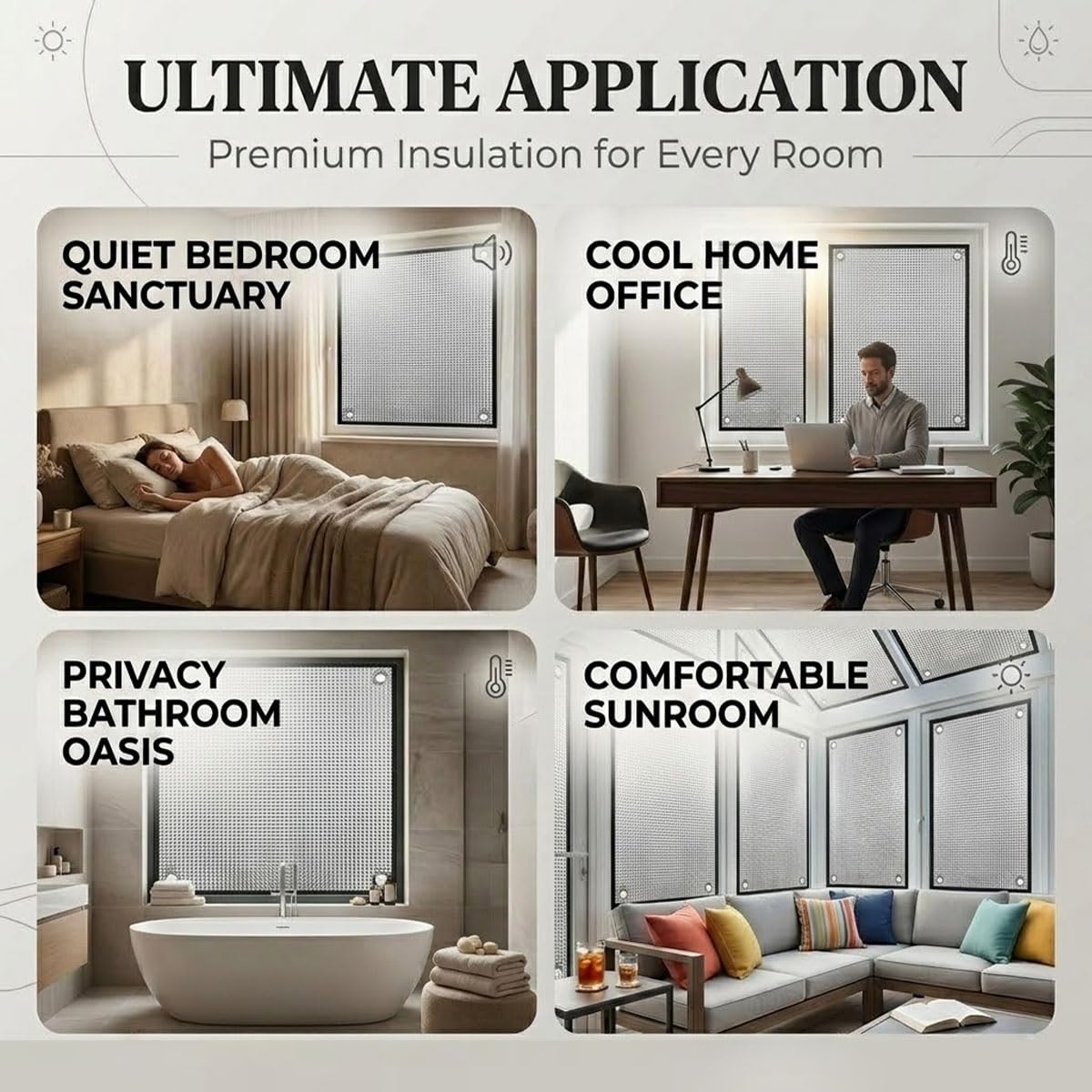 8mm Película Aislante Aluminio 55x180cm Protector Solar Privacidad | Vinilo Cristal Reflectante Opaco para Ventana con Ventosas, Lámina de Aluminio para Vidrio Interior o Exterior