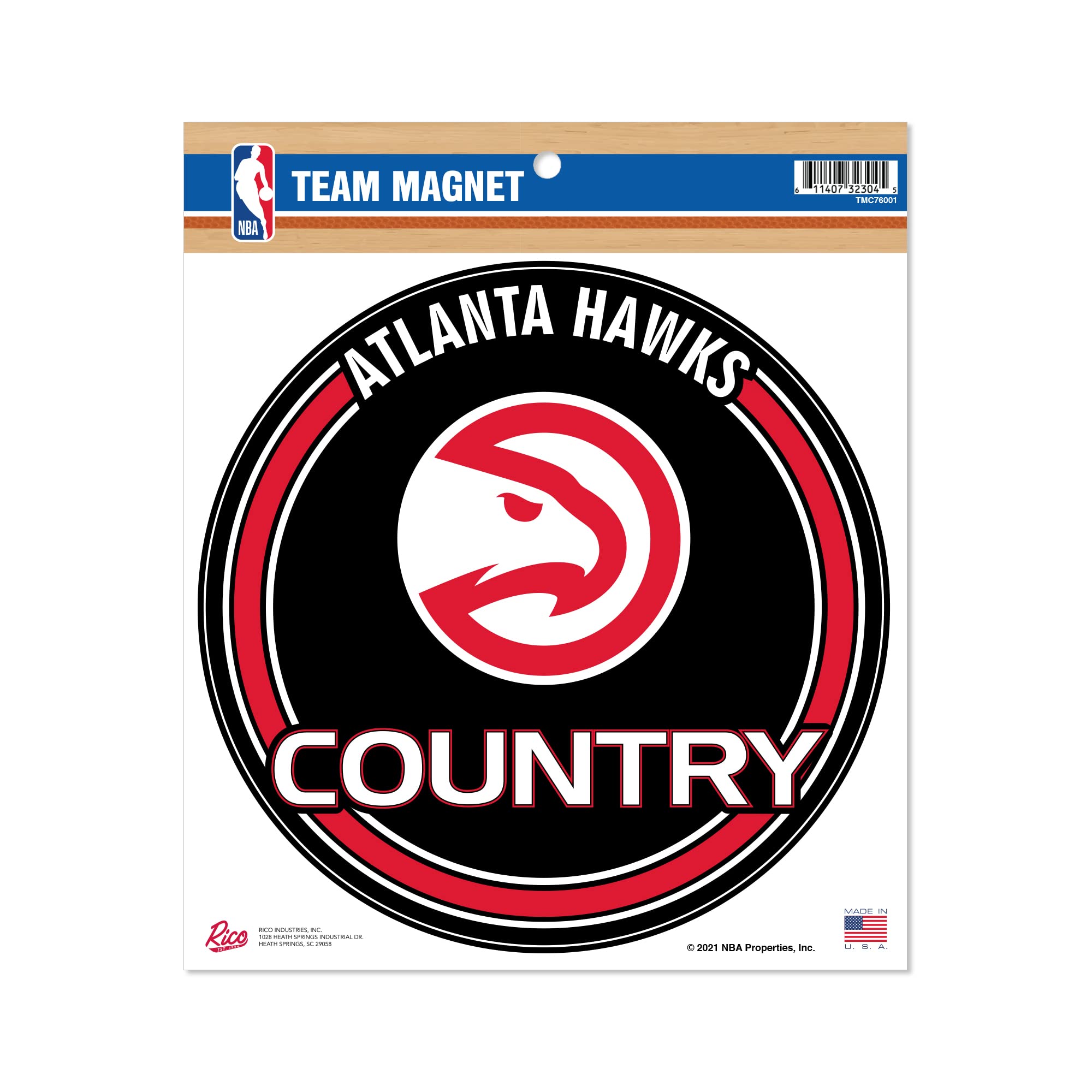 Aimant Atlanta Hawks Rico Industries pour adulte unisexe noir
