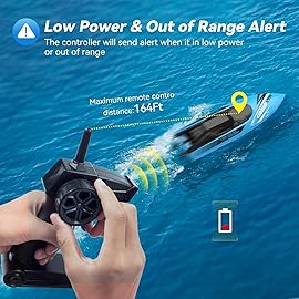 TOLLCY RC Boats for Kids 2Pack, Fast Remote Control Boat for Pools Lakes River, 2.4 GHz Racing Boat Toys for Boys 8-12, 15KMH Fast with Rechargeable Batteries 56 Mins Long Play Time