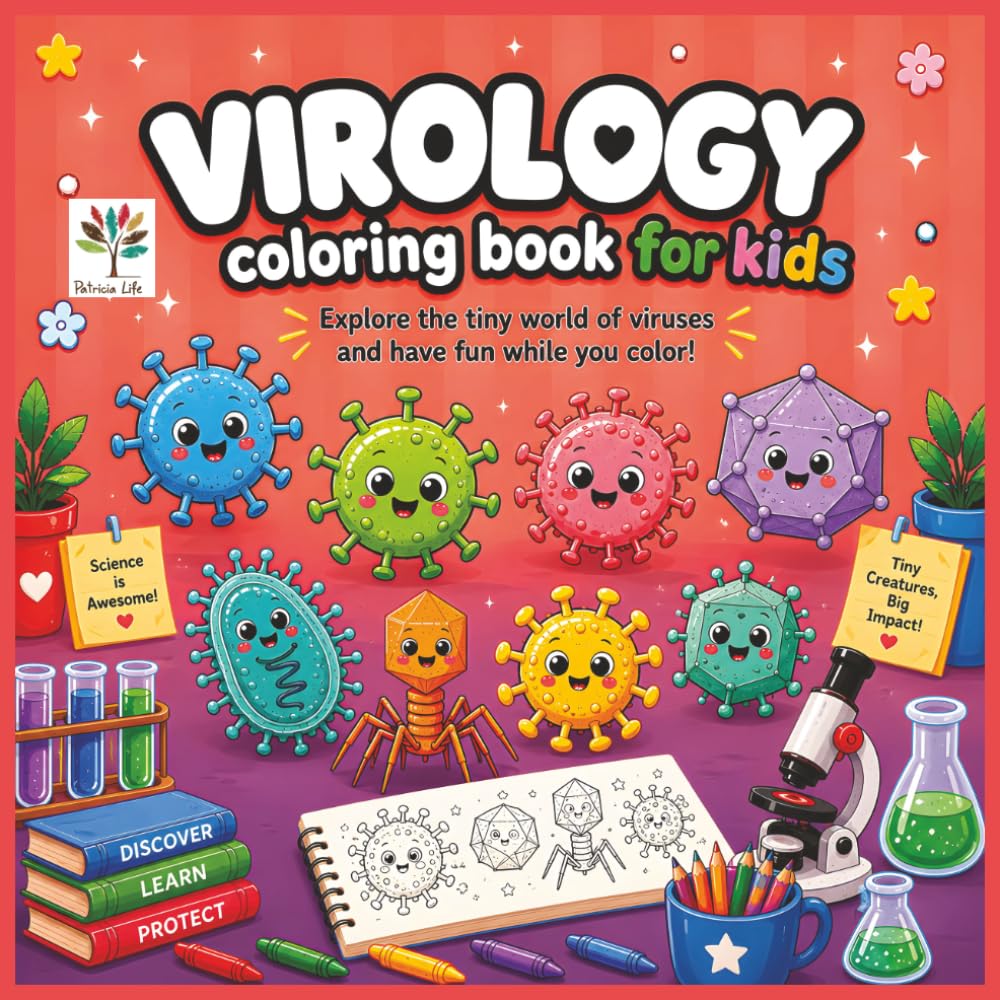 VIROLOGY Coloring Book for KIDS: Cute Viruses to Color. A Fun Science, Microbiology and STEM Learning Activity Book for Kids