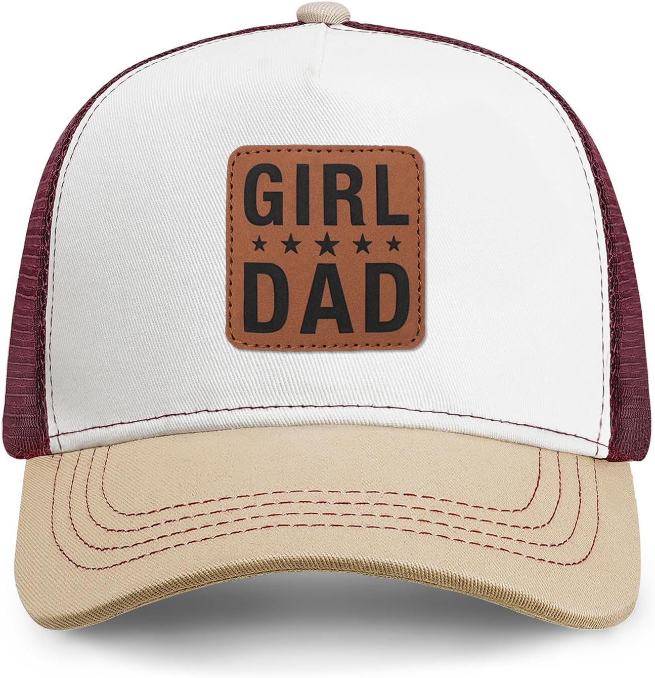 Girl Father Daddy Dad hat Gifts Fathers Day Birthday Christmas for Dad Papa from Daughter Son Black Trucker Leather Patch Hat