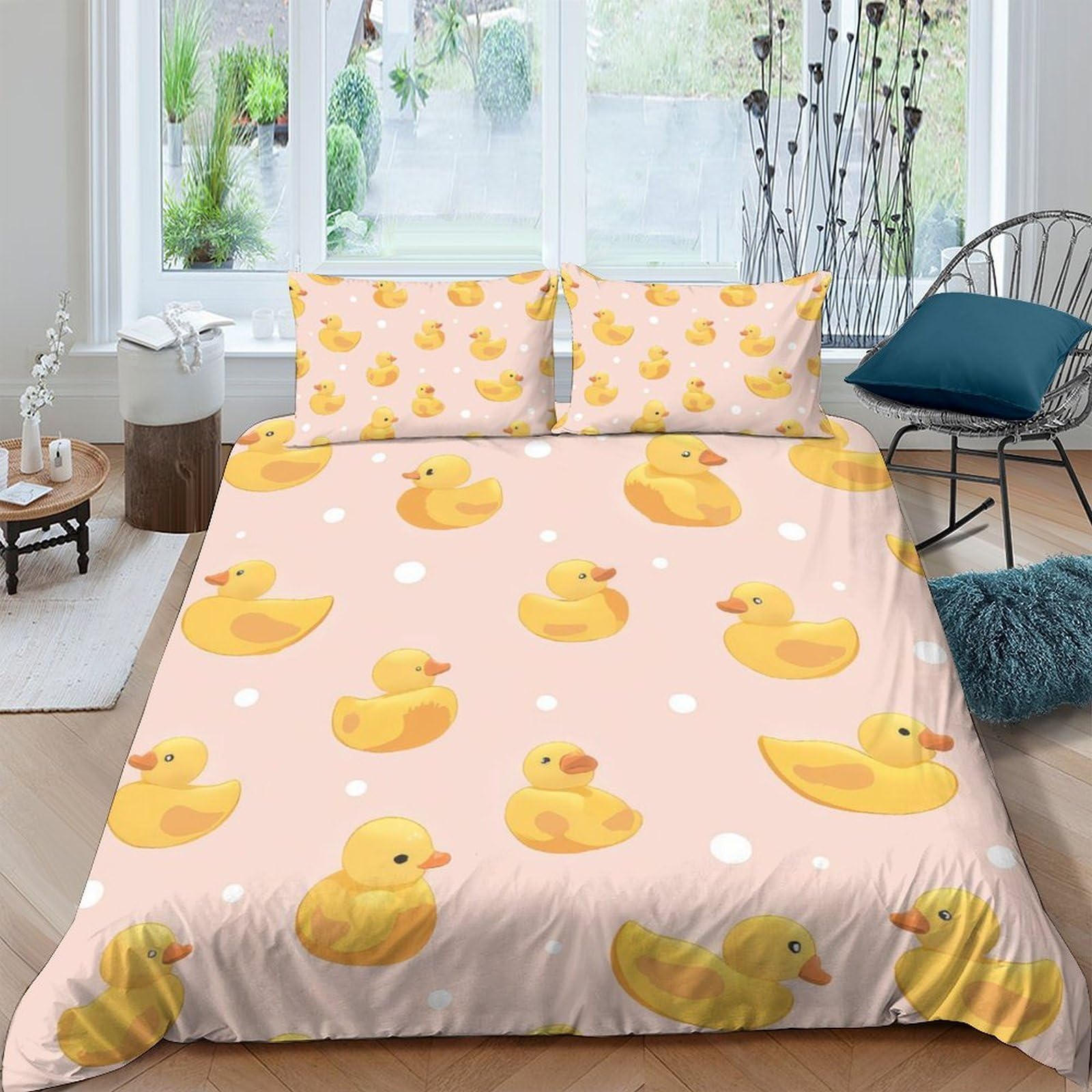 Ctjqhvkz Style-10 3D Printed Yellow Duck Fitted Sheet Microfiber Soft Breathable Cartoon Bed Sheet For Bedroom Dorm Mattress Cover Decor Single（135X200cm）