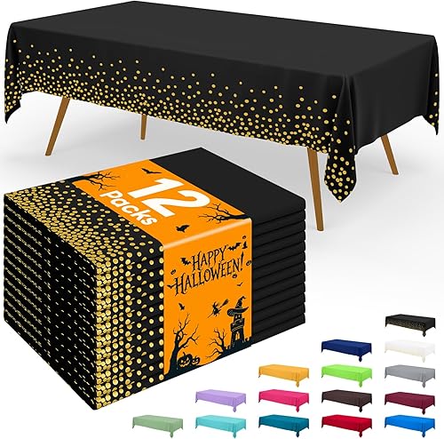 Miniatura 97 de Smiry - Juego de 6 manteles desechables, manteles rectangulares impermeables de 54 x 108 pulgadas para fiestas, mantel de plástico decorativo, a