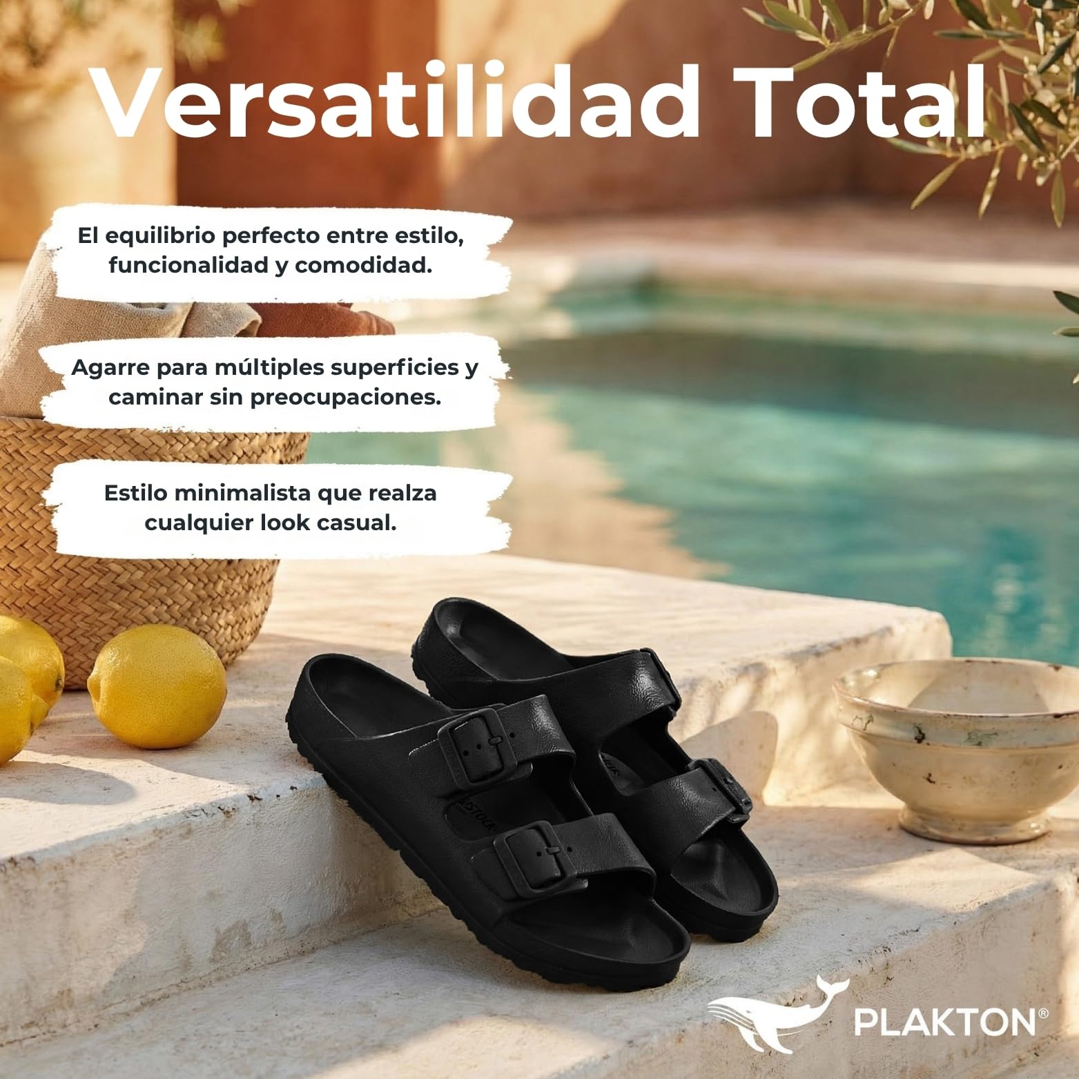 PLAKTON Swim Wanda Black Sandalias Hombre Mujer Impermeables Antiolor Antibacterianas Playa Piscina Verano 35-47