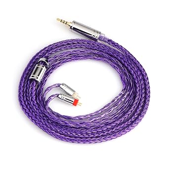 Linsoul Tripowin Zonie IEM Cable, 16 Core Silver Plated Earphone Upgraded Cords, 1.25m SPC in Ear Monitor Cable for 7hz Zero2 Orchestra Lite Cadenza Hype4 Supermix42pin 0.78mm, 2.5mmViolet