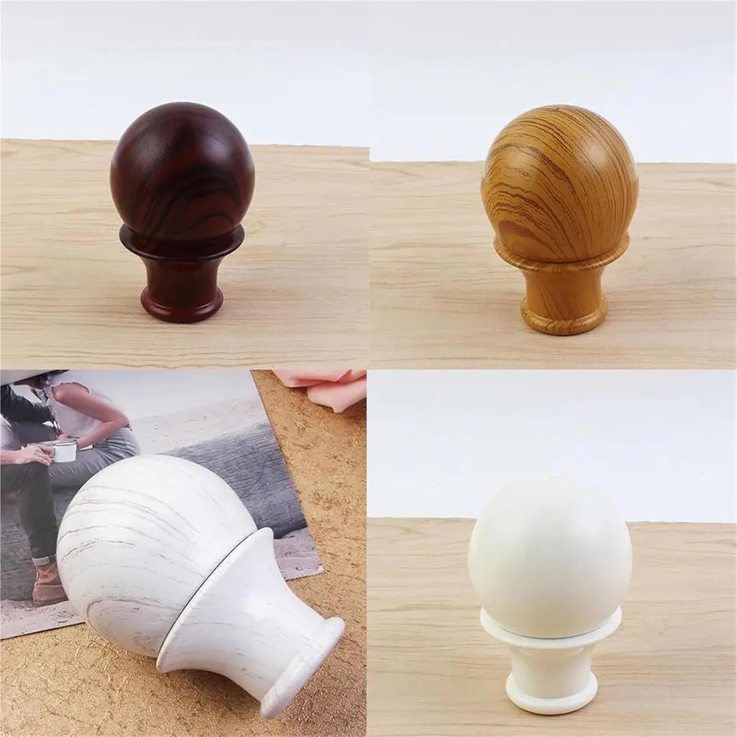 Curtain Rod Finials 8 Pieces Decorative Curtain Pole Finials Drapery Rod Ends Window Treatment Finials for 28mm Curtain Poles