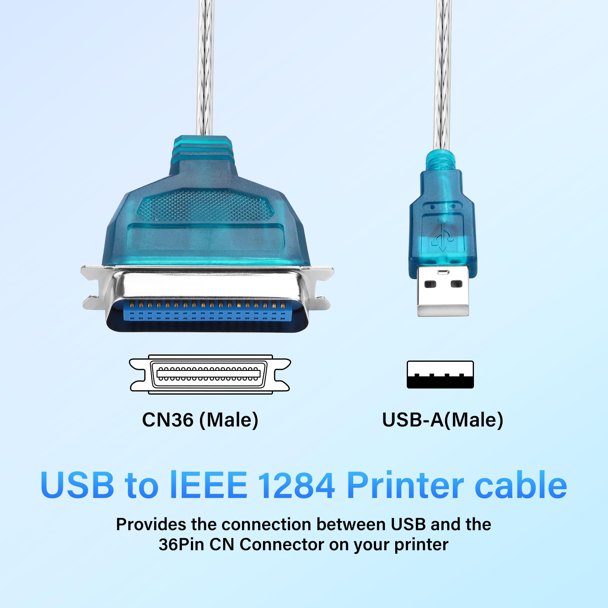 SinLoon Adaptador USB a puerto paralelo USB a IEEE1284 CN36 adaptador de cable de impresora paralelo para impresora (1.4M/4.5FT)