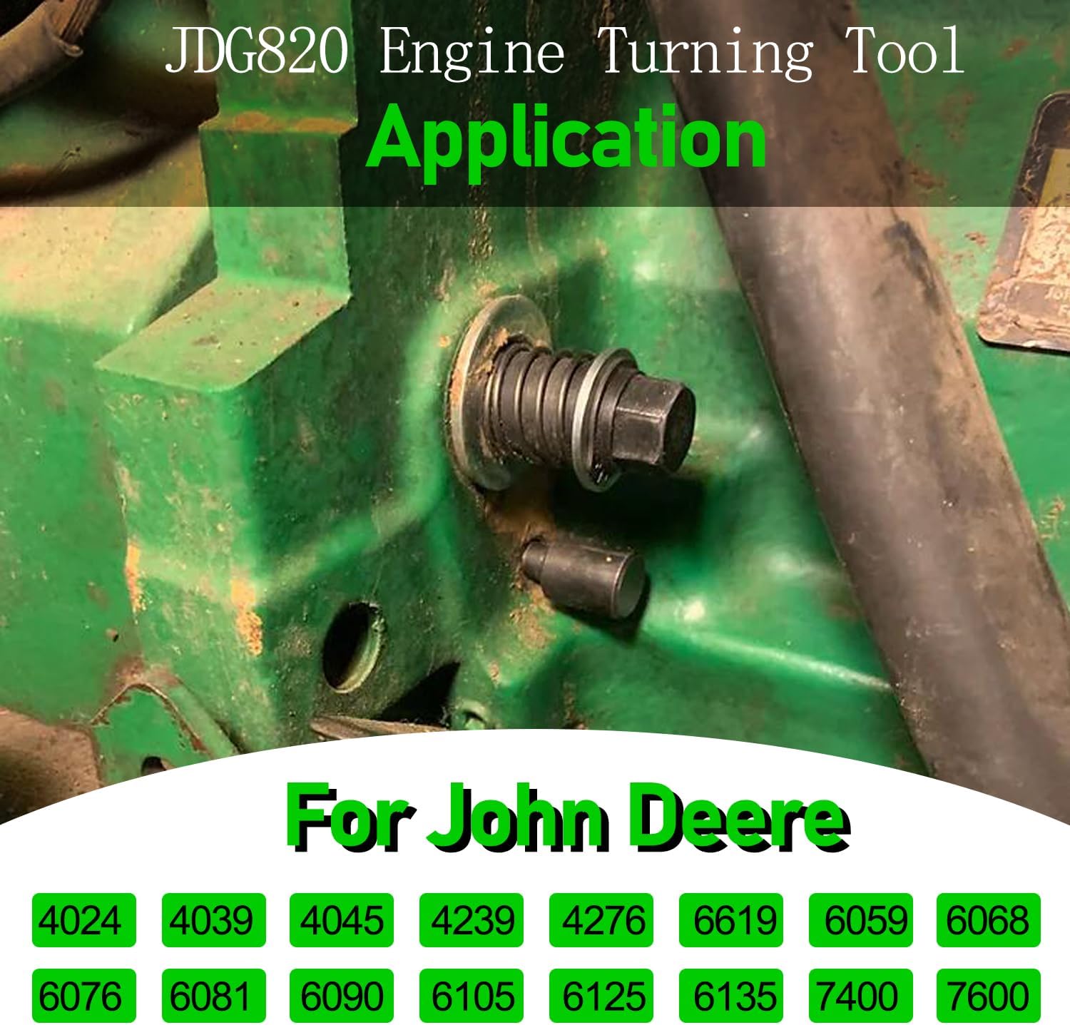 Camoo JDG820 Engine Turning Tool for John Deere JDE81-1, 4024, 4039, 4045, 4239, 4276, 6619, 6059, 6068, 6076, 6081, 6090, 6105, 6125, 6135, 7400 and 7600 Tractors