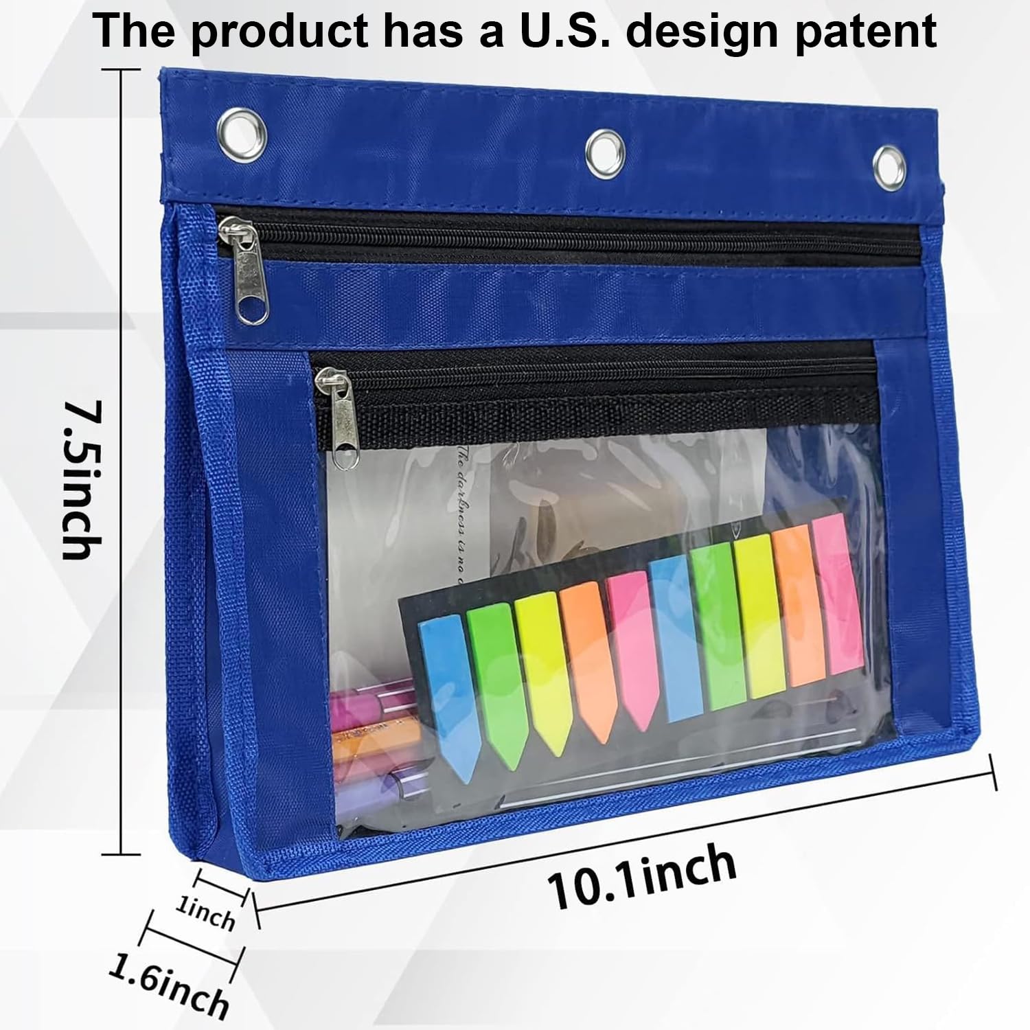YoeeJob Estuche expandible de 1 pulgada para carpeta de 3 anillos, paquete de 18 bolsas de lápices de gran capacidad con cremallera, estuche transparente de tres anillos, adecuado para la escuela y la