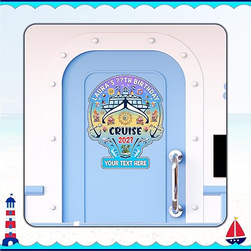 Miniatura 9 de Decoración magnética para puerta de crucero de feliz cumpleaños, imán personalizado para crucero, regalo de 30, 50, 60 cumpleaños, puerta de cabaña,