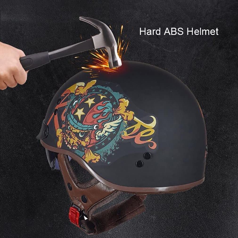 Kask motocyklowy z otwartą twarzą Zatwierdzony przez ECE/DOT Kask motocyklowy z ochroną połowy twarzy Skuter uliczny Motorower ATV Chopper Deskorolka Kaski awaryjne dla dorosłych mężczyzn i kobiet (