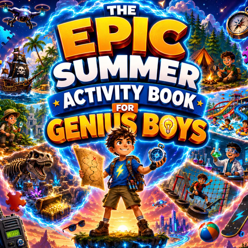 The Epic Summer Activity Book for Genius Boys: A Multiverse Adventure with Brain Games, Logic Puzzles, Brain Teasers, IQ Puzzles and Puzzle Books for Toddlers, Kids and Adults